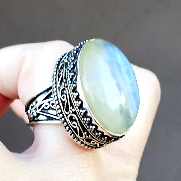 New Stunning Rainbow Dichroic Glass 925 Silver Ring. - Picture 5 of 12